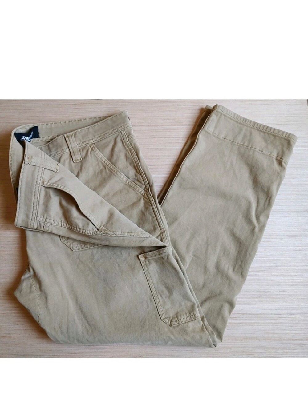 Revtown Automatic Utility Pants Khaki Beige Cotton Pockets 36 Men's Straight